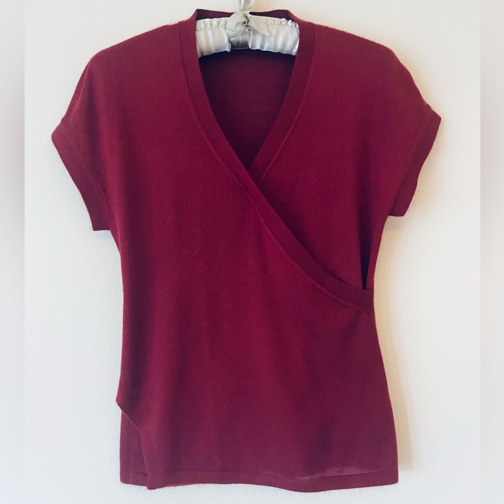 Yves Saint Laurent Deep Red Knit Top, XS International 100% Wool